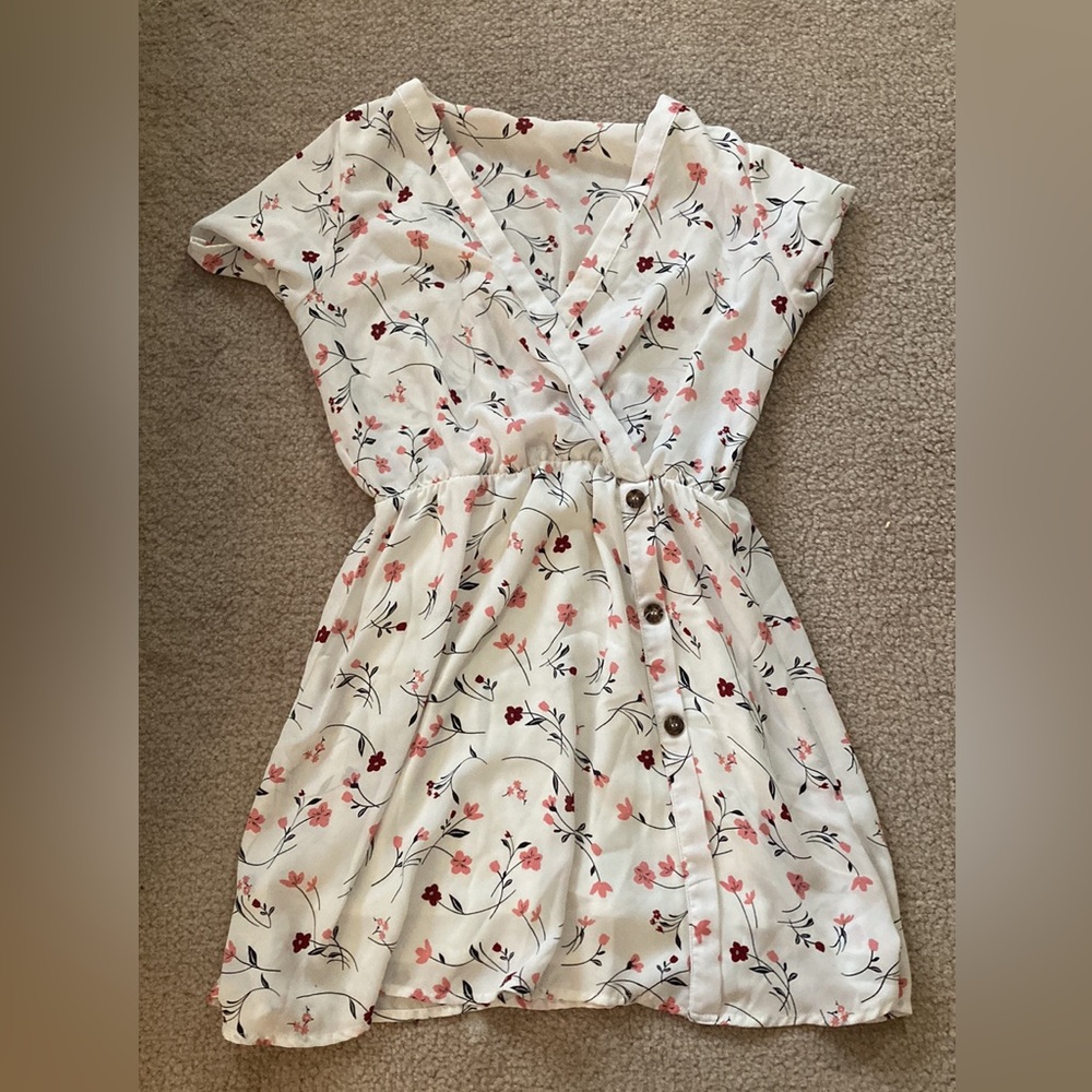 White floral mini dress